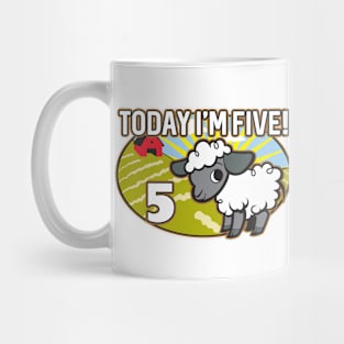 Kid's 5th Birthday T-Shirt Today I'm Five! Cute Lamb Sheep Mug